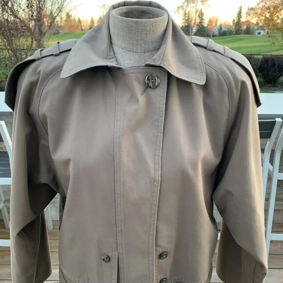 Vintage 80s 90s Khaki Long Beltless Classic Trench Coat Overcoat Raincoat - Picture 4 of 16
